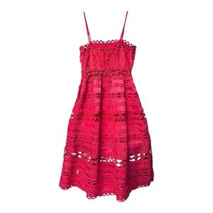 Hyacinth House Red Eyelet Marlee Midi Dress Size Small NWT Cocktail Party